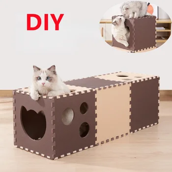 Комбинированный туннель для кошек, Сменный домик для кошек, Сборная доска EVA, Складной туннель, игрушки для дрессировки домашних животных, Игровая туннельная трубка