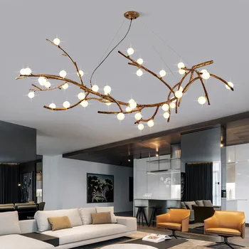 Креативная люстра American Branch в скандинавском стиле Ретро Светодиодный подвесной светильник для гостиной, столовой, спальни, домашнего декора, Подвесной светильник