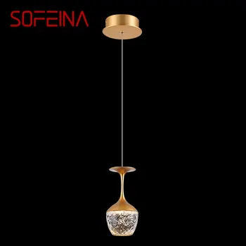 Креативный хрустальный подвесной светильник SOFEINA для бара, гостиной, обеденного стола, Роскошная золотая люстра с 3 головками, лампа в виде бокала для вина