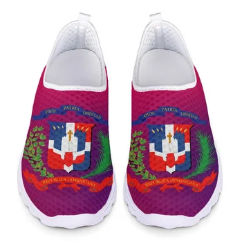 Кроссовки с флагом Доминиканской Республики, комфортные сетчатые дышащие кроссовки, повседневная женская обувь без застежки на плоской подошве.