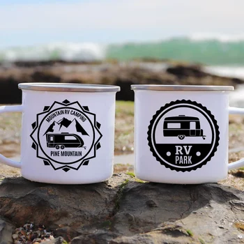 Кубок РВ парк кружка эмаль берегу у костра представить Гавайи декор эмалированной кружки Бич, Калифорния пить сок воду, какао, кофе с молоком 
