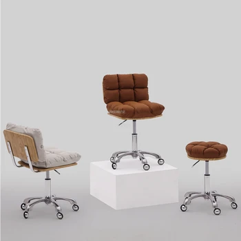 Легкие роскошные парикмахерские кресла, современная салонная мебель, Профессиональное кресло для салона красоты, Вращающийся круглый табурет, стул для домашнего макияжа