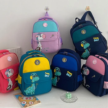 Мальчик и девочка, цветной единорог, динозавр, школьная сумка, сумки для ручек, милые Детские аниме-рюкзаки Kawaii в детском саду