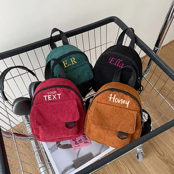 Мини-рюкзак для путешествий с индивидуальным названием, персонализированные женские маленькие школьные сумки через плечо, простой рюкзак для девочек с вышитым названием