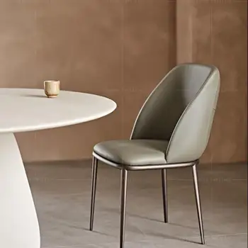 Минималистичный кожаный обеденный стул в итальянском стиле, домашний Легкий Роскошный стул со спинкой, современный простой дизайнерский стул для столовой