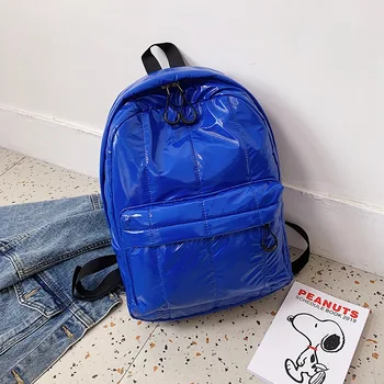 Модный студенческий повседневный рюкзак Унисекс Space Down, глянцевый рюкзак, Водонепроницаемая сумка Soild Color, Сумки для женщин и мужчин