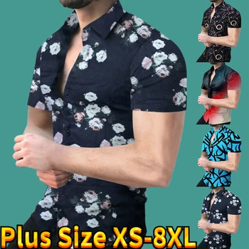 Мужская рубашка, последняя популярная весенне-осенняя тонкая модная одежда для деловых поездок, повседневная удобная мужская одежда с принтом XS-8XL