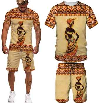 Мужские Летние Футболки/Шорты/костюмы с принтом Африки, футболки на заказ, Шорты, Спортивный костюм, Комплект африканской одежды для мужчин 002