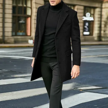 Мужское зимнее пальто с длинным рукавом Плюс Размер, воротник с лацканами, кожаная куртка с подкладкой, винтажное утепленное пальто, куртка из овчины, мужское пальто