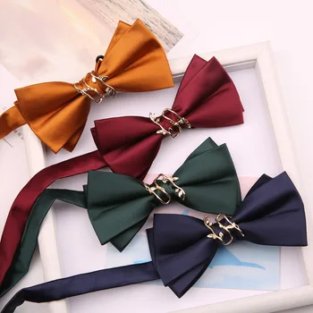 Мужской галстук-бабочка в британском стиле, черный, оранжевый, винный, Серебристый, Розовый, Зеленый, галстуки-бабочки для мужчин, свадебный галстук, модный повседневный подарок