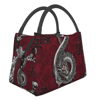 Музыкальный дракон с готическим рисунком, изолированные сумки для ланча для женщин в китайско-азиатском стиле, Сменный холодильник, Термальная коробка для Бенто, кемпинг, путешествия