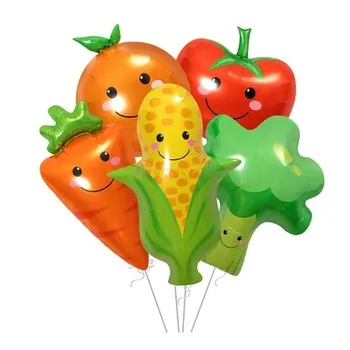 Мультяшный воздушный шар из алюминиевой пленки в форме овощей, воздушный шар в форме моркови, воздушный шар в форме помидора, мультфильм в форме кукурузы и овощей