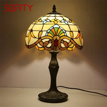 Настольная лампа SOFITY Tiffany LED Винтажные настольные прикроватные лампы из цветного стекла Модный декор для дома Гостиной Спальни Отеля
