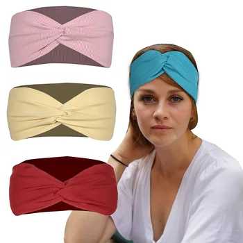 Новая модная женская повязка на голову, однотонная повязка на голову, женские спортивные повязки для бега, впитывающие пот, повязки на голову для женщин, аксессуары