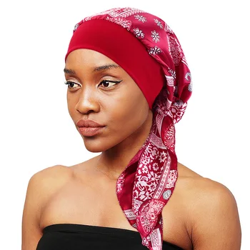 Новый мусульманский женский атласный головной платок, Химиотерапевтическая шапочка, Тюрбан, Предварительно завязанный головной убор, Бандана, головной платок от рака, Выпадение волос, повязка на голову, Эластичные шапочки