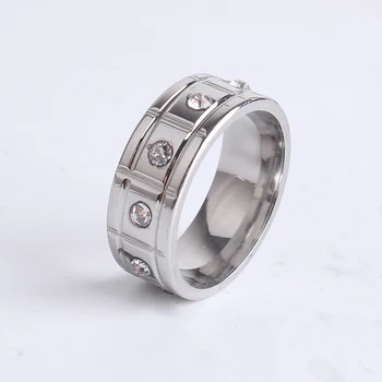 обручальные кольца 8 мм серебристого цвета сетка однорядный горный хрусталь Кольца для пальцев из нержавеющей стали 316L для женщин мужчин оптом