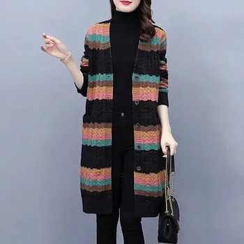 Осенне-зимняя женская одежда, Новый тренд, свободный модный корейский свитер в стиле джокер, кардиган, женское пальто, длинный свитер.