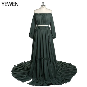 Платье-двойка с открытыми плечами, пляжные вечерние платья с длинными рукавами, платье для фотосъемки, платье для душа ребенка YEWEN YD211203