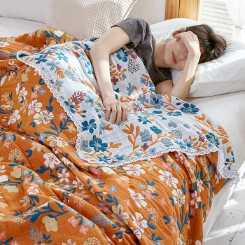 Плед на диване Хлопчатобумажные полотенца Одеяло Мягкое покрывало Four Seasons для постельного белья для взрослых домашний декор