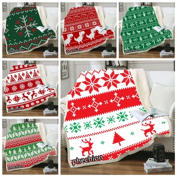 плюшевое флисовое одеяло с 3D-печатью phechion Christmas Pattern, Модное одеяло для взрослых, Домашнее Офисное Повседневное Одеяло из шерпы для детей и девочек B47