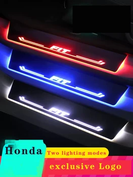 Подсветка порога, лампа для проектора с логотипом, Движущийся светодиод, Приветственная педаль, накладка на педаль автомобиля, украшение педали для Honda FIT Accord