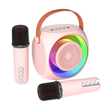 Портативная Bluetooth-караоке-колонка с 2 микрофонами, подходящая для подарков на День рождения, домашних вечеринок