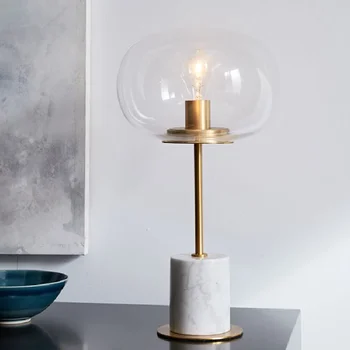 Постмодернистская мраморная светодиодная настольная лампа креативное освещение гостиной из прозрачного стекла в скандинавском стиле, прикроватные тумбочки для спальни, настольные лампы для кабинета