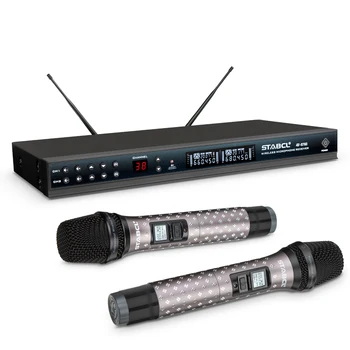 Профессиональная 2-канальная портативная беспроводная микрофонная система UHF Dynamic MiC рабочее расстояние 50 метров