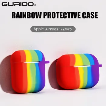 Радужный силиконовый защитный чехол для наушников ярких цветов для Airpods 1 2 для защиты от беспроводной связи Bluetooth для AirPods Pro Cover