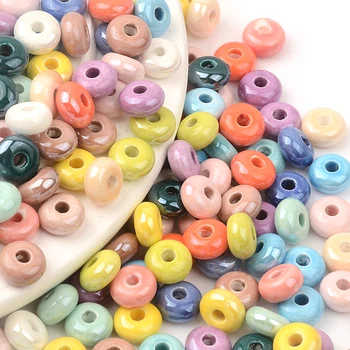 Разноцветные керамические бусины 5x9 мм, плоские фарфоровые бусины круглой формы для изготовления ювелирных изделий, ожерелье, браслет, поделки своими руками