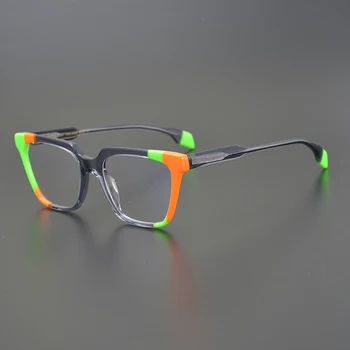 Ретро очки в многоцветной оправе мужские высококачественные ацетатные дизайнерские оптические очки для чтения при Близорукости женские квадратные персонализированные очки