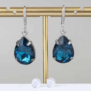Роскошные модные серьги с синим кристаллом, винтажные серьги-подвески из натурального камня для женщин, эстетичный подарок в стиле бохо