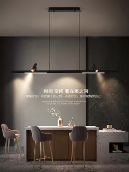 Светло-черный кухонный подвесной светильник, простая современная творческая личность, роскошная длинная лента в скандинавском стиле с точечными светильниками, люстра