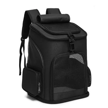 Серый Складной рюкзак-переноска для домашних собак, Сетчатый Дышащий Расширяемый рюкзак для кошек С внутренним поводком безопасности