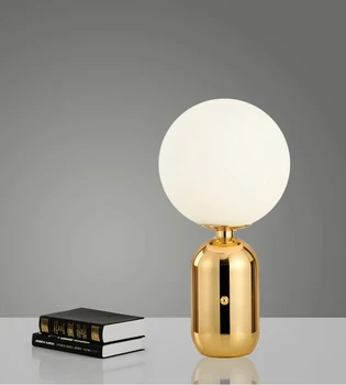 Скандинавский дизайн Современный креативный прикроватный шар для спальни золотая настольная лампа Простая мода Кабинет Стеклянная настольная лампа для гостиной