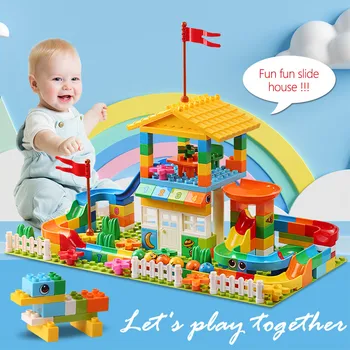 Совместимость с конструкторами Lego Big Size Castle Slide, городским домом, кирпичными игрушками для детей, модульным зданием, игрушкой для детей на день рождения