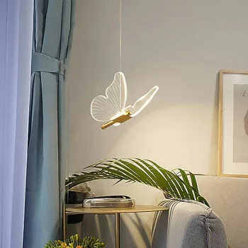 Современная светодиодная люстра, акриловая люстра-бабочка, люстра для спальни, изголовья кровати, гостиной, лестничной клетки, декоративное освещение, люстра