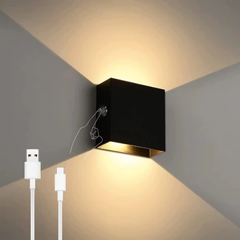 Современный USB C Перезаряжаемый настенный светильник с регулируемой яркостью Сенсорный настенный светильник Бра Освещение в помещении для гостиной спальни Балкона Прихожей