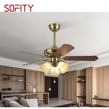 Современный светодиодный потолочный вентилятор SOFITY с дистанционным управлением, деревянная лопасть вентилятора 220 В 110 В для домашней столовой, спальни, ресторана