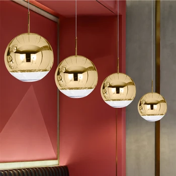 Современный стеклянный подвесной светильник, круглый шар, подвесной светильник, подвеска, Золотой скандинавский светильник для гостиной и спальни