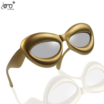Солнцезащитные очки в форме золотых губ, Вечерние Надувные Оттенки, Футуристический Тренд Ins, Модные Солнцезащитные очки с кошачьим глазом для мужчин и женщин