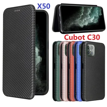 Углеродное волокно для Cubot X50 X30 C30 Note 7 чехол Магнитная подставка-книжка кошелек для карт кожаный чехол