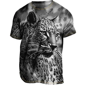 Уличная мода, Летняя мужская приталенная футболка, топ, мужская футболка с изображением Льва, 3D-печать с животным рисунком, короткий рукав