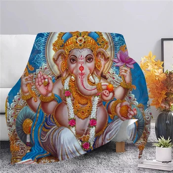 Фланелевое одеяло CLOOCL God of Wisdom Ganeshas с 3D принтом, сказочный стиль, Офисные одеяла для сна, одеяла для пикника.