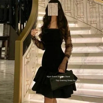 Черные атласные платья для выпускного вечера Xijun, короткие платья для выпускного вечера 2023, вечерние платья из Саудовской Аравии, Вечерние платья для женщин, вечерние платья для вечеринок