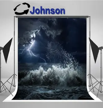 Штормовой Темный океан, волны Lgiht, Фон для ночной фотостудии, высококачественная компьютерная печать, живописный фон