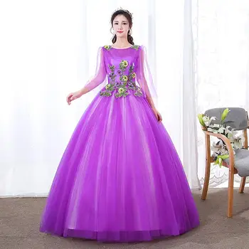 Элегантные фиолетовые пышные платья, классические выпускные платья из тюля с круглым вырезом, Сладкие Красочные цветочные платья Sukienka Balowa Plus Size