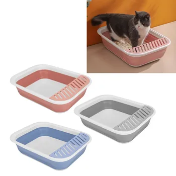 Ящик для кошачьего туалета Полузакрытый Легко моющийся Брызгозащищенный Складной Туалет для котенка для домашних кошек Котят Мелких домашних животных